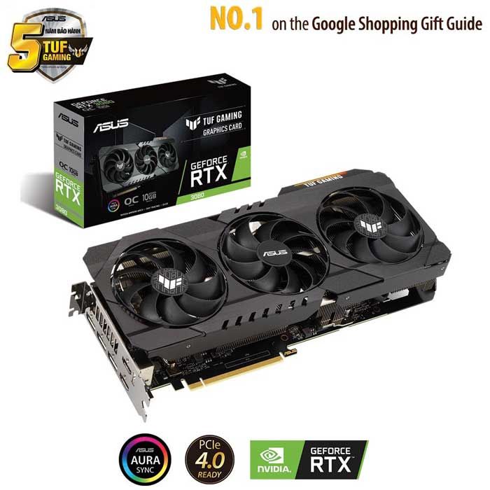 VGA Asus RTX 3080 10G GDDR6X TUF Gaming OC (TUF-RTX 3080-O10G-GAMING)