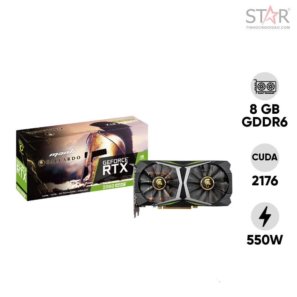 VGA Manli RTX 2060 Super 8GB GDDR6 Gallardo (M-NRTX 2060 SuperG/6RGHPPP-M2435)