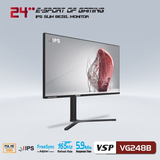 Màn hình VSP VG248B | 23.8 inch, Full HD, IPS, 165Hz, 5.9ms, phẳng