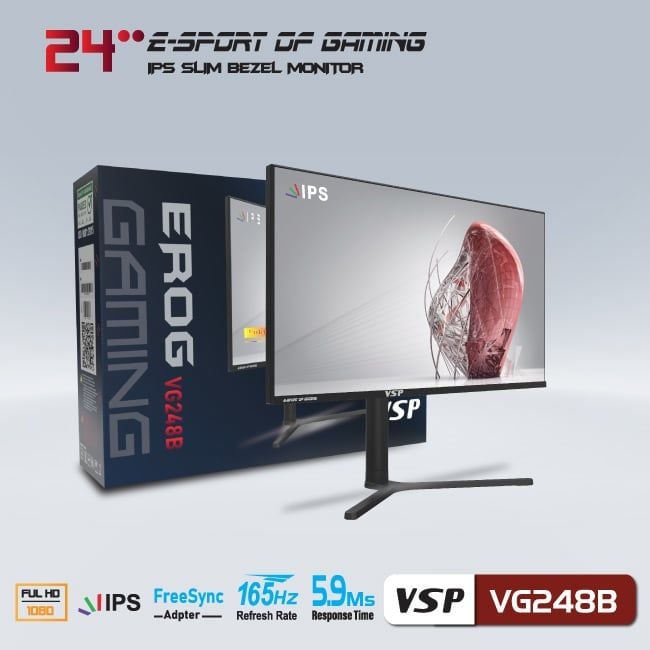 Màn hình VSP VG248B | 23.8 inch, Full HD, IPS, 165Hz, 5.9ms, phẳng