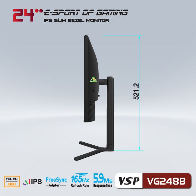 Màn hình VSP VG248B | 23.8 inch, Full HD, IPS, 165Hz, 5.9ms, phẳng