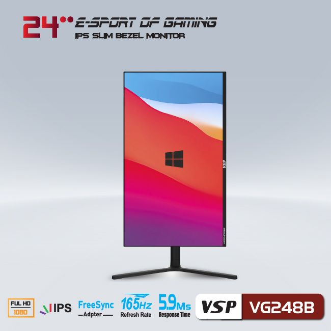 Màn hình VSP VG248B | 23.8 inch, Full HD, IPS, 165Hz, 5.9ms, phẳng