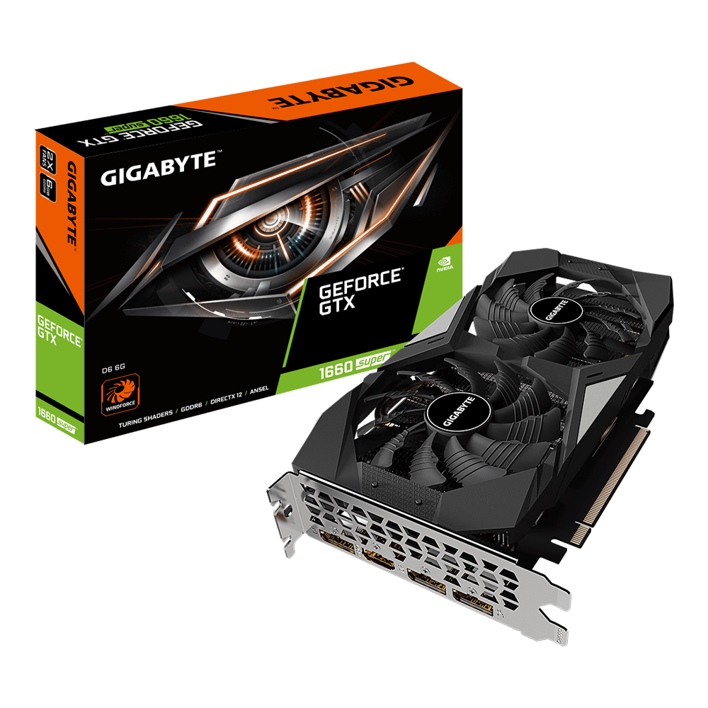 VGA Gigabyte GTX 1660 Super D6 6GB 2 Fan (GV-N166SD6-6GBD)