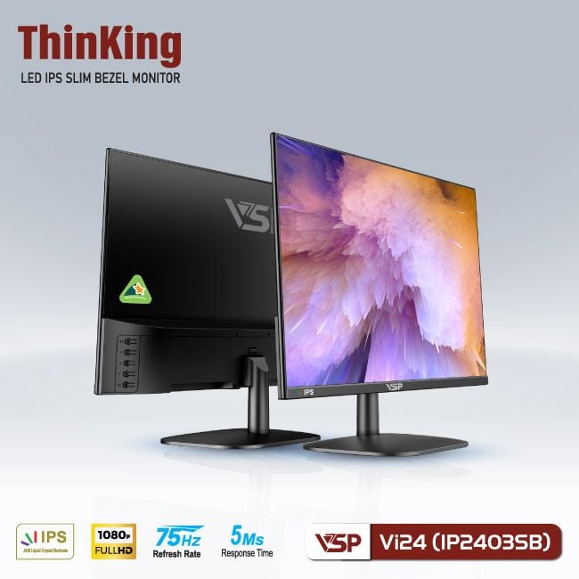 Màn Hình 24 inch VSP IP2403SB | FHD, IPS, 75Hz, 5ms, Phẳng