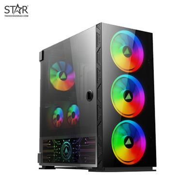 Thùng máy Case VSP FA401 Led RGB 3 Fan (Đen)