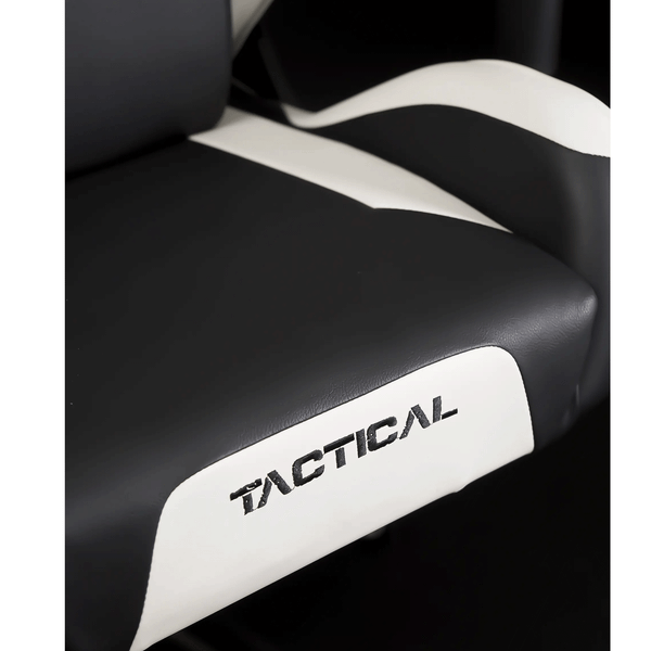  Ghế gaming CENTAUR Tactical Warrior | Đen trắng, 150kg, Chân xoay, Da PU 
