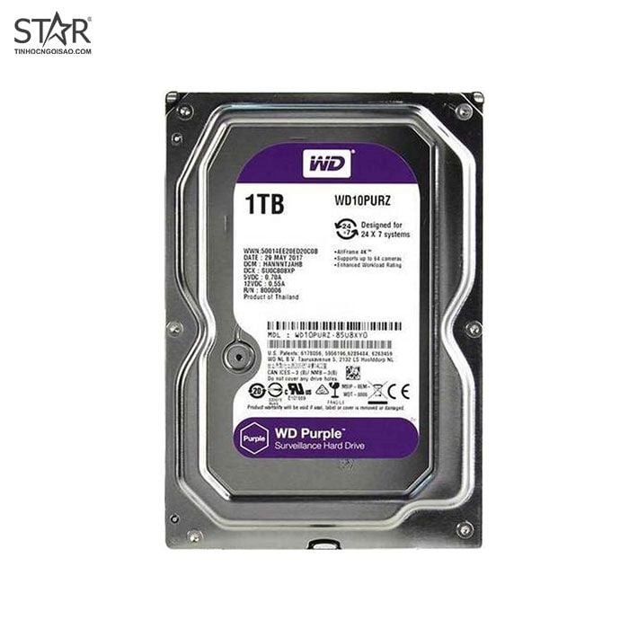 Ổ cứng HDD 1TB Western Purple Chính Hãng (WD10PURZ)