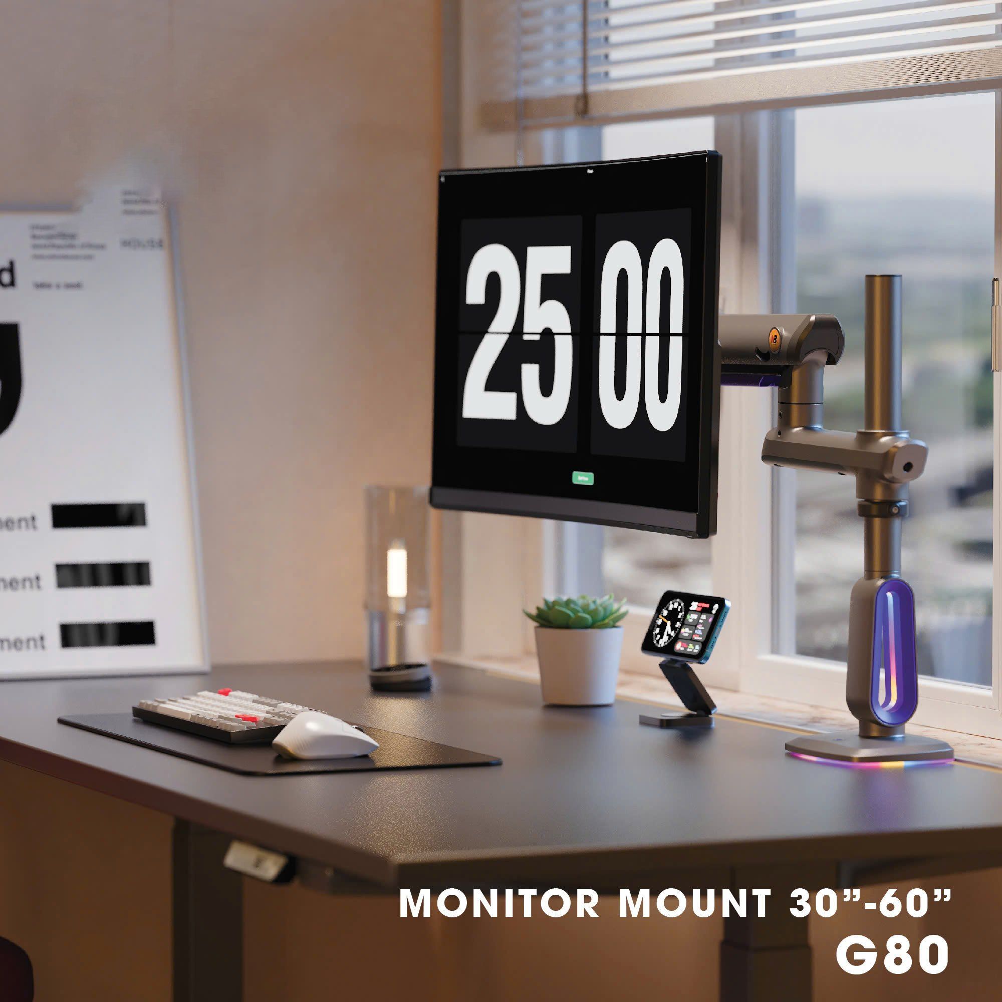 Giá treo màn hình North Bayou G80 Gaming - Đen xám, Led RGB | 32 - 60 inch