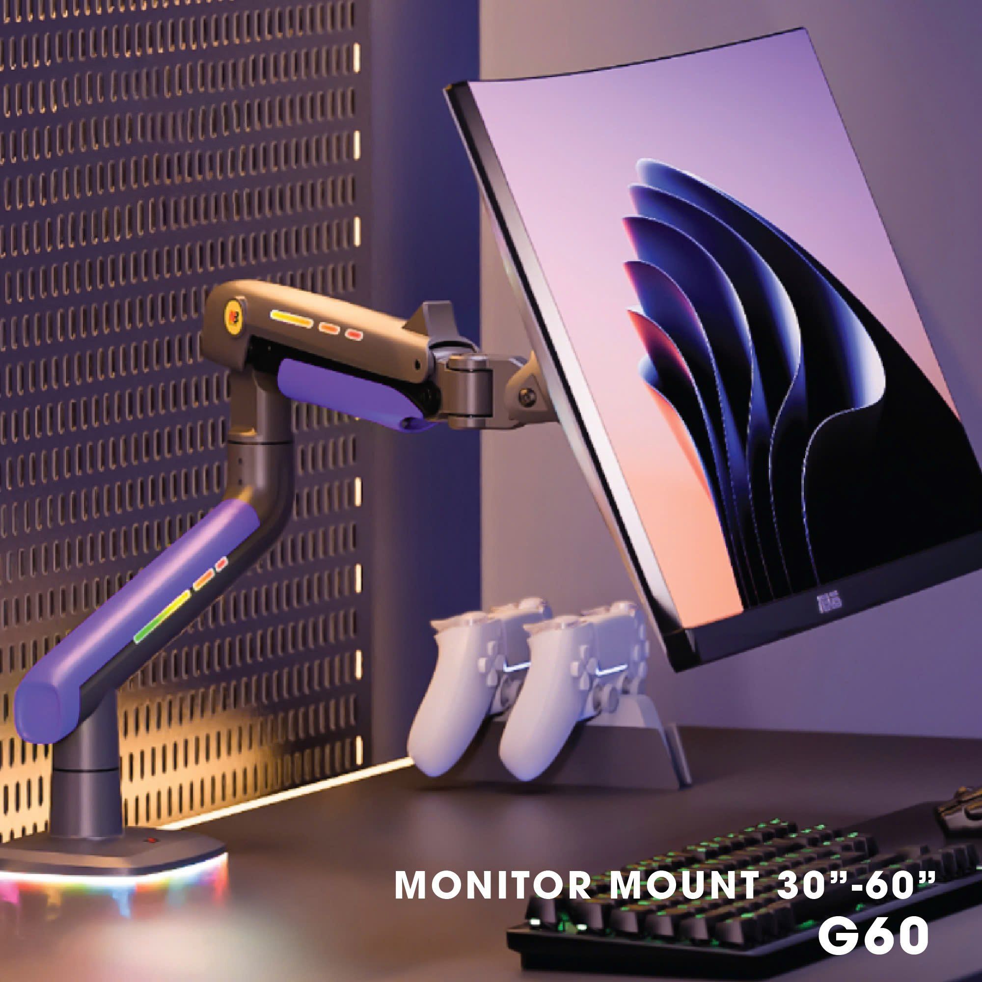 Giá treo màn hình North Bayou G60 Gaming - Đen xám, Led RGB | 32 - 60 inch