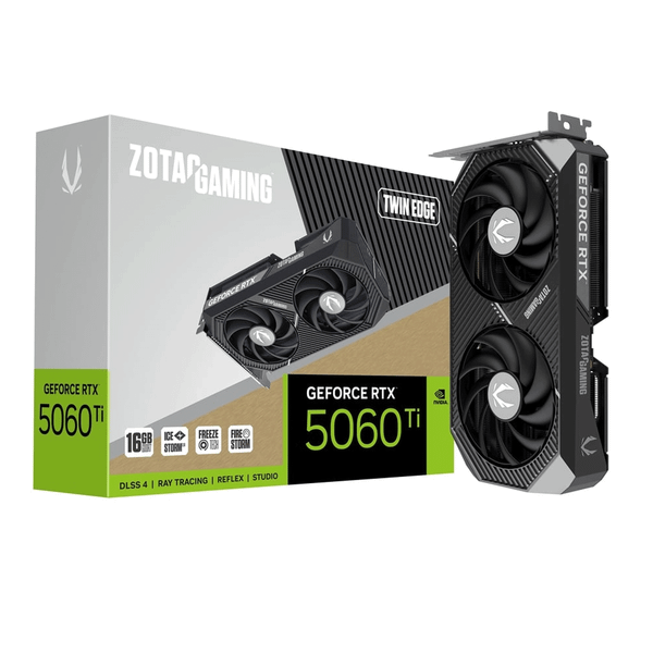  Card màn hình NVIDIA GeForce RTX 5060 Ti ZOTAC Twin Edge | 16GB GDDR7, 4608 CUDA, 600W 