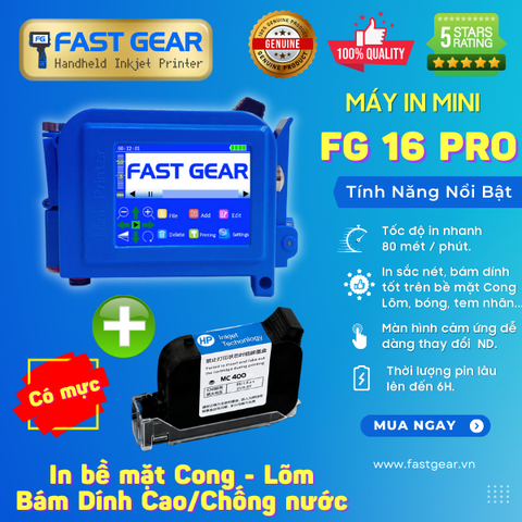  Máy In Date Cầm Tay Mini FG 16 PRO (Có mực) Tiếng VIệt - In Nsx Hsx, Số Lô, Logo, Mã QR, Mã Vạch 