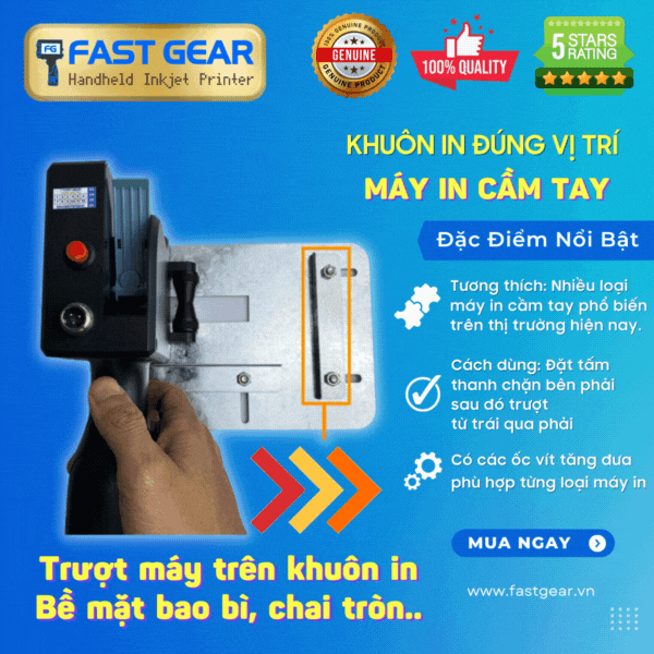 Khuôn in máy in date cầm tay | 12.7mm | Có ốc tăng đưa