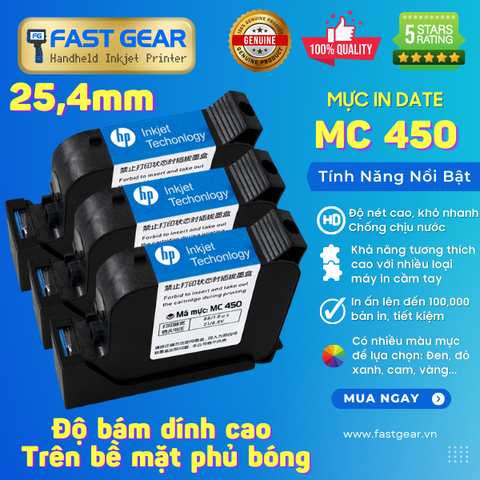  Hộp Mực Máy In Date Cầm Tay MC 450, 25.4mm, 45ml Chính Hãng 