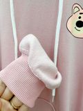  KHOÁC HOODIE NỈ, FORM RỘNG,NÓN GẤU, HỒNG 