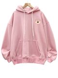  HOODIE NỈ, FORM RỘNG,NÓN GẤU, HỒNG 