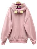  HOODIE NỈ, FORM RỘNG,NÓN GẤU, HỒNG 