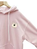  KHOÁC HOODIE NỈ, FORM RỘNG,NÓN GẤU, HỒNG 