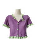  ÁO CROP LEN VIỀN XANH, HỒNG 