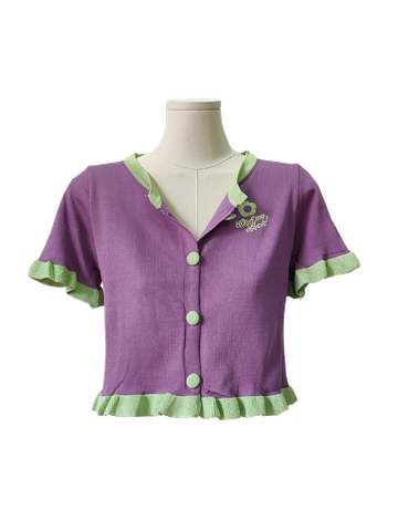  ÁO CROP LEN VIỀN XANH, HỒNG 