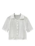  ÁO CROP VẢI NHÚN, CỔ BẺ, NÚT GÀI, TRẮNG 