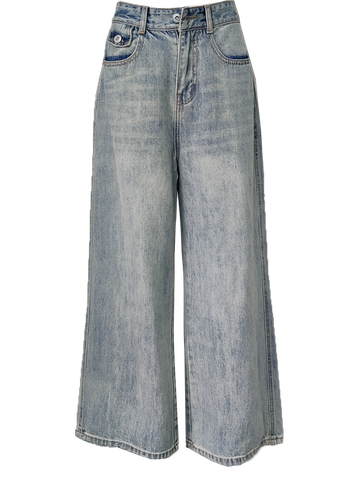  QUẦN JEAN RỘNG WASH NHẠT, LỬNG 92 CM 