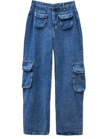  QUẦN JEAN (110cm) SUÔNG TÚI HỘP BIGSIZE , 4 TÚI, XANH ĐẬM 