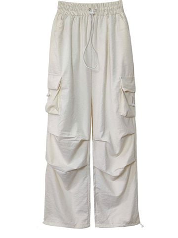  QUẦN DÙ (98cm) TÚI HỘP NHÚNG, TRẮNG, CHẤT DÀY, LƯNG THUN 