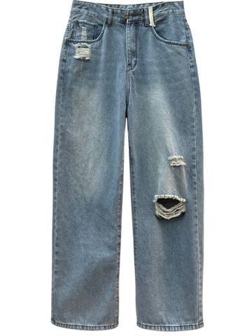  QUẦN JEAN SUÔNG WASH RÁCH NHẠT, BIGSIZE 