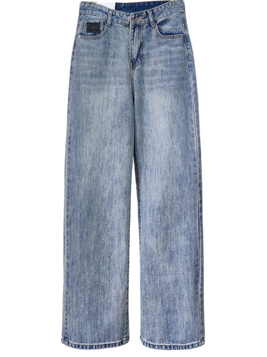  QUẦN JEAN SUÔNG, THÊU TÚI , NHẠT, dài 105 cm 