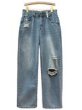  QUẦN JEAN SUÔNG WASH RÁCH NHẠT, BIGSIZE 