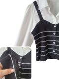  ÁO KIỂU PHỐI THANH LỊCH, ĐEN 
