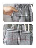  QUẦN LƯNG THUN SUÔNG CARO, XÁM,LƯNG THUN 