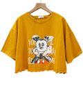  ÁO THUN crop MICKEY CHỮ ,VÀNG NGHỆ 