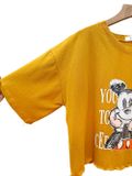  ÁO THUN crop MICKEY CHỮ ,VÀNG NGHỆ 