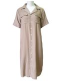  ĐẦM SUÔNG CỔ VEST THANH LỊCH, DÀI, NÂU 