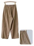  QUẦN DÙ HAREM, RỘNG, KHÓA KÉO,  Nâu, LƯNG THUN 