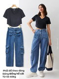  QUẦN JEAN (110cm) SUÔNG TÚI HỘP BIGSIZE , 4 TÚI, XANH ĐẬM 