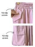  QUẦN DÙ LƯNG THUN (98cm) DÙ TÚI HỘP, MÁT, ÍT NHĂN, HỒNG 