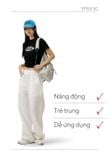  QUẦN DÙ (98cm) TÚI HỘP NHÚNG, TRẮNG, CHẤT DÀY, LƯNG THUN 