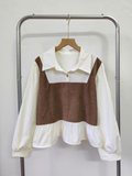  ÁO PEPLUM KIỂU PHỐI , LAI XÒE, VẢI NHUNG NÂU 