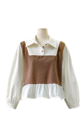  ÁO PEPLUM KIỂU PHỐI , LAI XÒE, VẢI NHUNG NÂU 