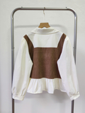  ÁO PEPLUM KIỂU PHỐI , LAI XÒE, VẢI NHUNG NÂU 