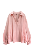  SƠ MI MỎNG RỦ, OVERSIZE , CỔ V,  HỒNG 