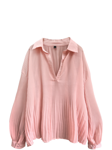  SƠ MI MỎNG RỦ, OVERSIZE , CỔ V,  HỒNG 
