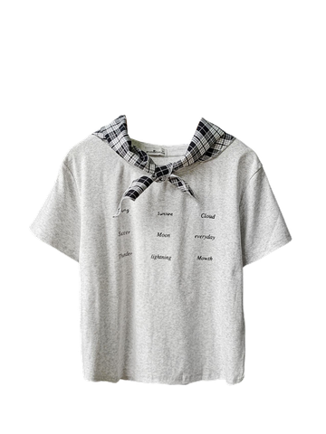  ÁO BABYTEE, KÈM KHĂN XINH, XÁM 
