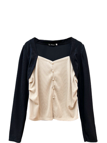  BIGSIZE, ÁO KIỂU PHỐI TAY , HÀNG NÚT , KEM 