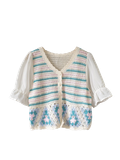  ÁO LEN KIỂU PHỐI HOA VĂN. XANH 