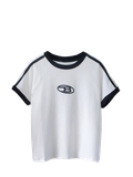  BABY TEE MỊN MÁT VIỀN 2 SỌC , TRẮNG 