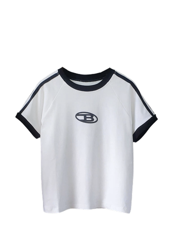  BABY TEE MỊN MÁT VIỀN 2 SỌC , TRẮNG 