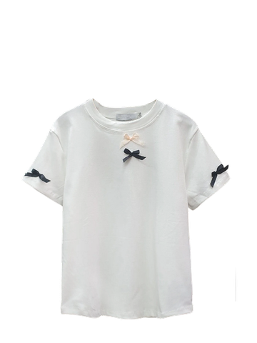  BABY TEE NƠ, CO GIÃN , TRẮNG 